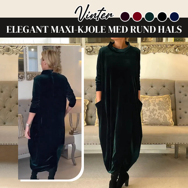 Vinter Elegant Maxi-Kjole med Rund Hals