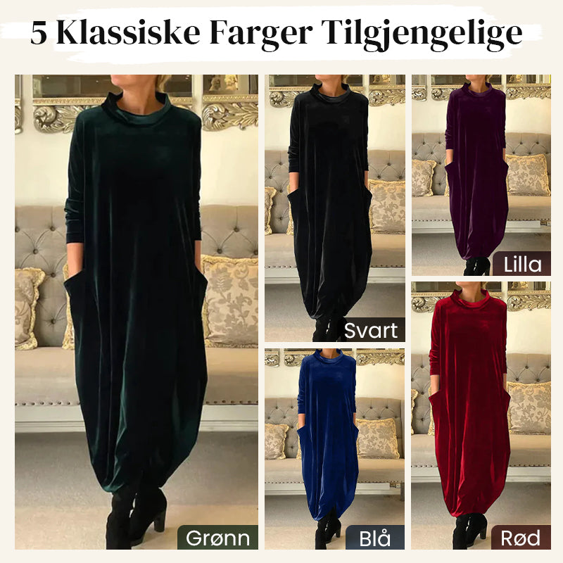 Vinter Elegant Maxi-Kjole med Rund Hals