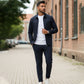 ✈️Gratis frakt✈️Herre casual ensfarget 2-delers sett – jakke og bukser