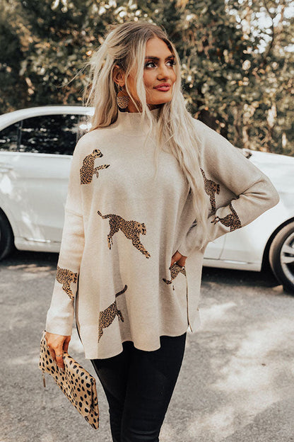 Casual Retro Tiger and Leopard Print Long-sleeved Top