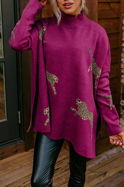 Casual Retro Tiger and Leopard Print Long-sleeved Top