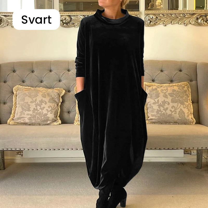 Vinter Elegant Maxi-Kjole med Rund Hals