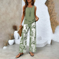 Dames Trendy Print 2-delige Outfits Mouwloze Topp & Broek