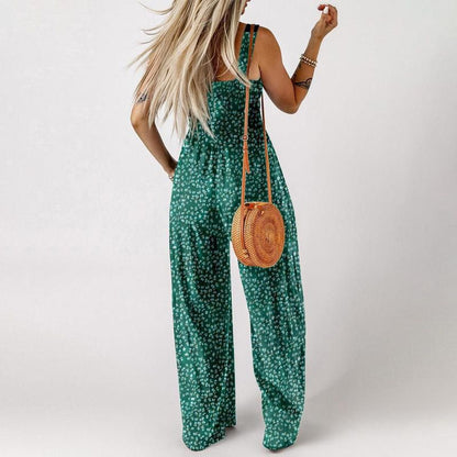 🪻🍀Ermeløs jumpsuit med casual trykk for kvinner