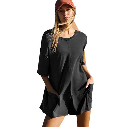 🦋Hot Sale 50% OFF-Oversized T-skjorte V-formet rygg Romper💖