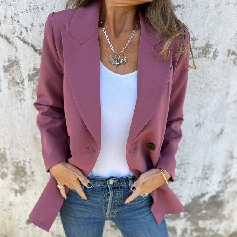 Moderne Ensfarget Langermet Blazer