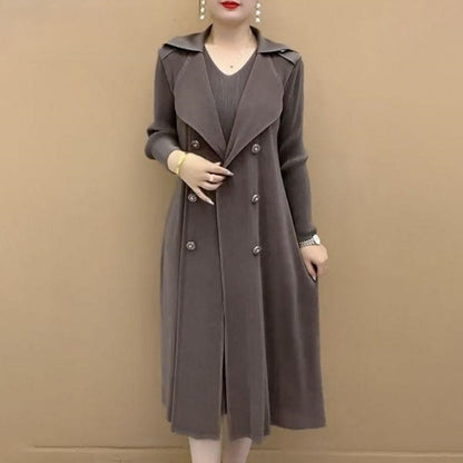 🥰 Sesongtilbud til superlav pris 🥰Moderne plissert dresskrage falsk to-delt trenchcoat