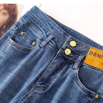 ✨Nyankomne✨Høytaljede jeans med utringning og delt hem