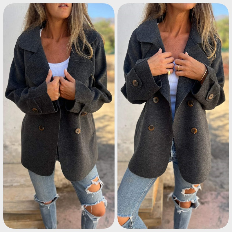 Nytt for høsten ✨ Faux Tweed Casual Lapel Langermet Coat for kvinner