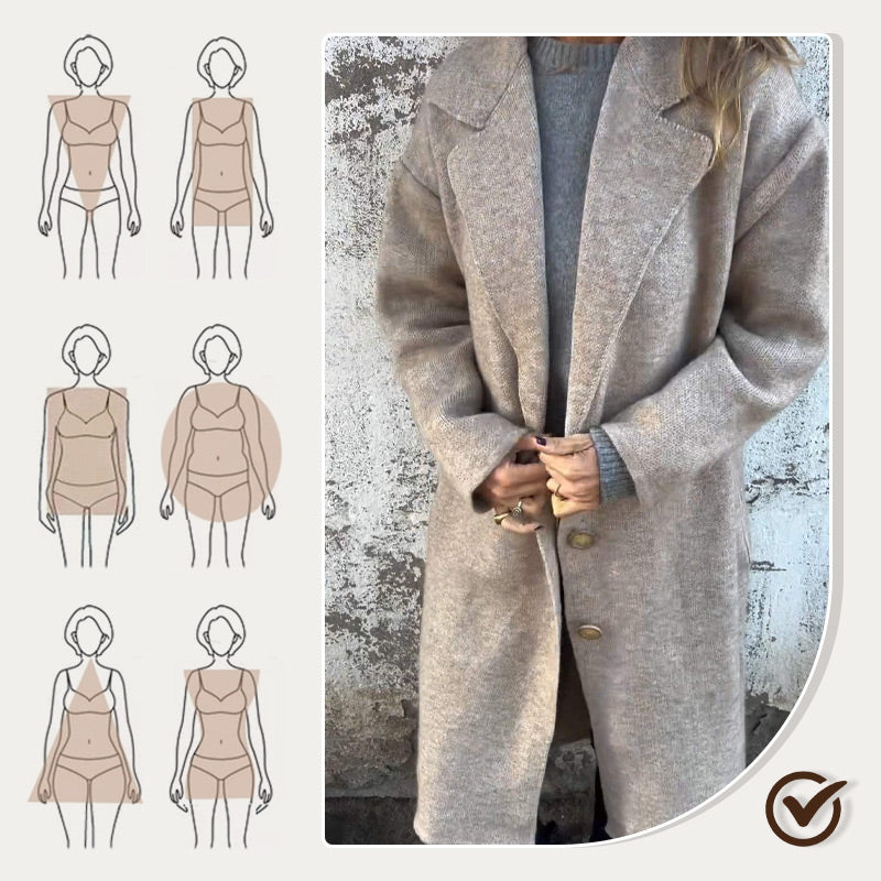 Women's Long-sleeve Tweed Lapel Coat