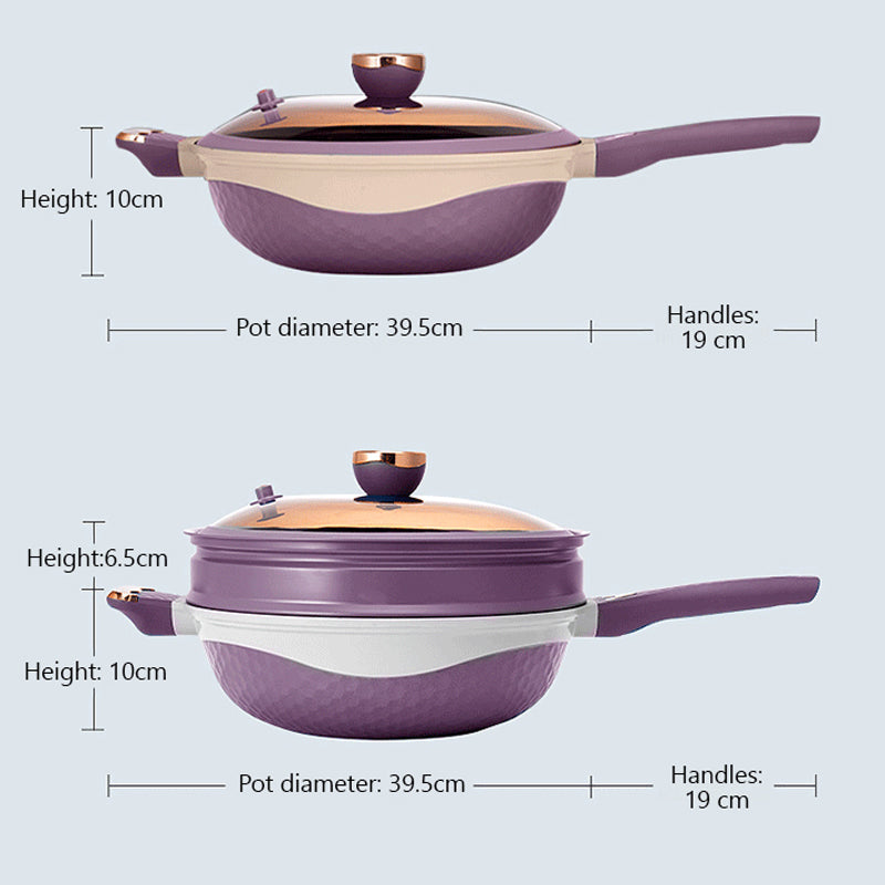 🏠Det viktigste i kjøkkenet🍲Multifunksjonell non-stick stekepanne med lokk