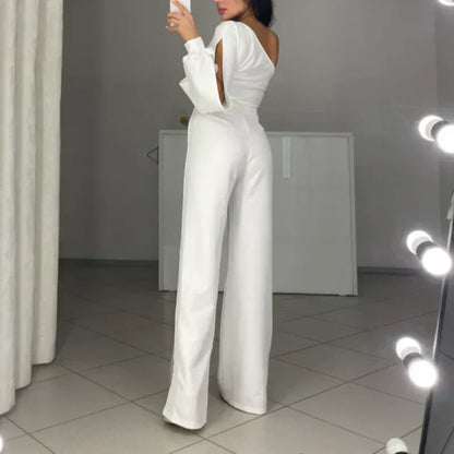 💕Utslått jumpsuit i glitrende mesh med én skulder for kvinner