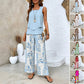 Dames Trendy Print 2-delige Outfits Mouwloze Topp & Broek