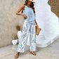 Dames Trendy Print 2-delige Outfits Mouwloze Topp & Broek