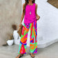 Dames Trendy Print 2-delige Outfits Mouwloze Topp & Broek