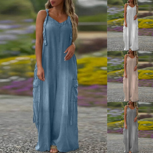Jumpsuit med vide ben og lommer for kvinner