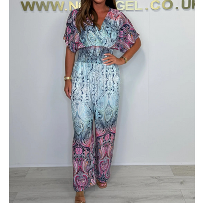 🌷Summer Hot Sale-49% avslag🩵Bohemsk jumpsuit med bredt ben og trykk