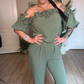 Hva skal jeg ha på meg i morgen？⏰Shoulder Frill Design Jumpsuit