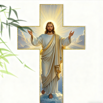 ✝️  ✨ Retro Jesus Kristus veggkorsdekorasjon – Vintage treutforming med trossymbolikk for å gi hjemmet et åndelig preg 🌟🕊️