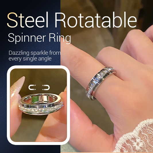 Spinner-ring i titanstål med zirkonia-- Den perfekte julegaven🎁