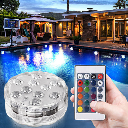 Vanntette LED-lys under vann med fjernkontroll for basseng